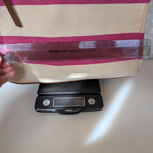 Tommy Hilfiger Women's Pink & White Stripe Satchel With Zips - Picture 13 of 14